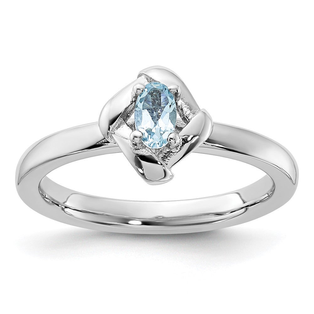 Sterling Silver Stackable Expressions Aquamarine Ring