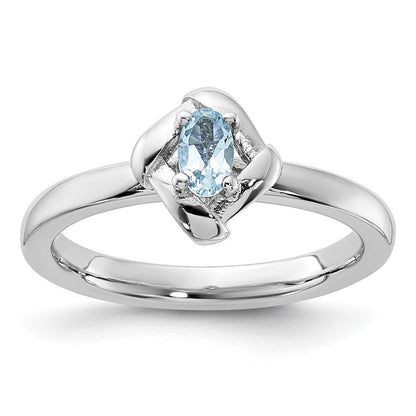 Sterling Silver Stackable Expressions Aquamarine Ring