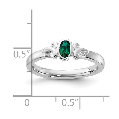 Sterling Silver Stackable Expressions Created Emerald Ring