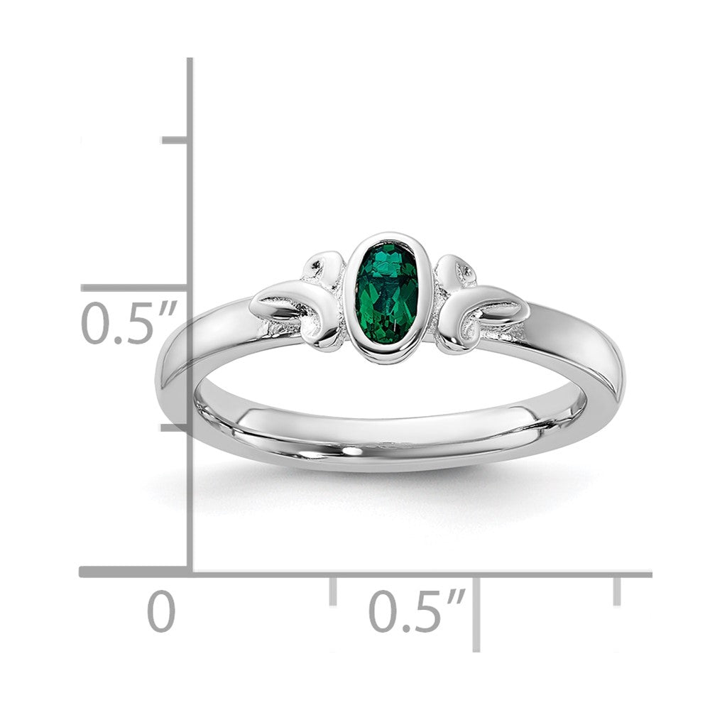 Sterling Silver Stackable Expressions Created Emerald Ring