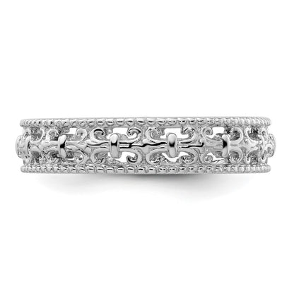 Sterling Silver Stackable Expressions Polished Fleur De Lis Ring