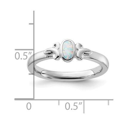 Sterling Silver Stackable Expressions Created Opal Ring