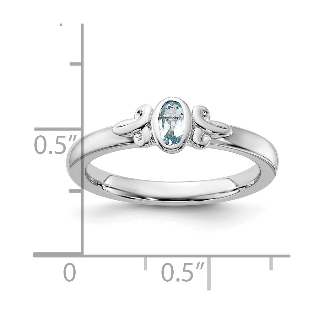 Sterling Silver Stackable Expressions Aquamarine Ring