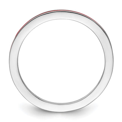 Sterling Silver Stackable Expressions Red Enameled 1.5mm Ring