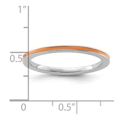 Sterling Silver Stackable Expressions Orange Enameled 1.5mm Ring