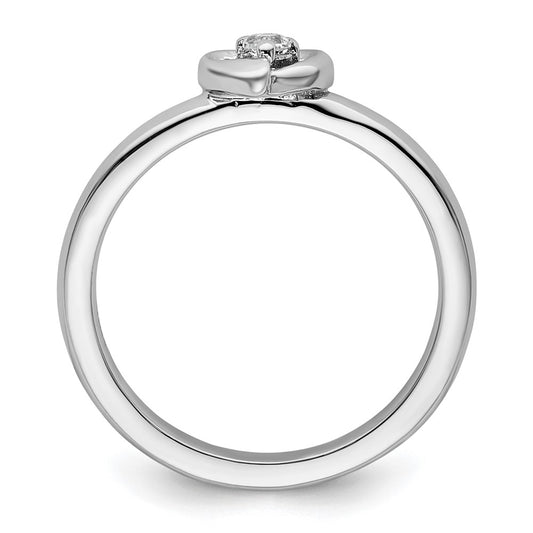 Sterling Silver Stackable Expressions White Topaz Heart Ring