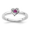 Sterling Silver Stackable Expressions Rhodolite Garnet Heart Ring