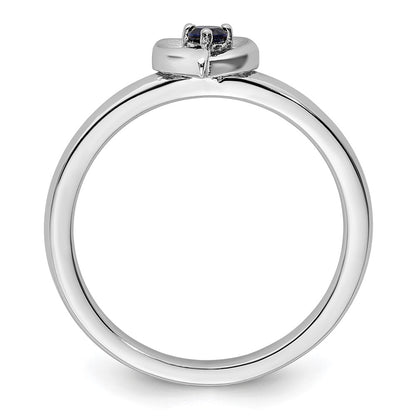 Sterling Silver Stackable Expressions Created Sapphire Heart Ring