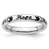 Sterling Silver Stackable Expressions Black Enamel Hope Ring