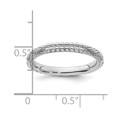 Sterling Silver Stackable Expressions Rhodium-plated Patterned Ring