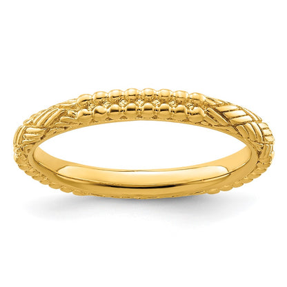 Sterling Silver Stackable Expressions Gold-plated Patterned Ring