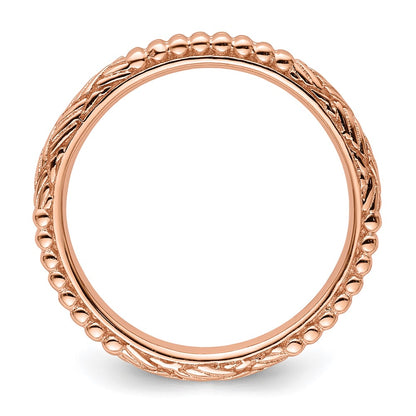 Sterling Silver Stackable Expressions Rose Gold-plated Patterned Ring