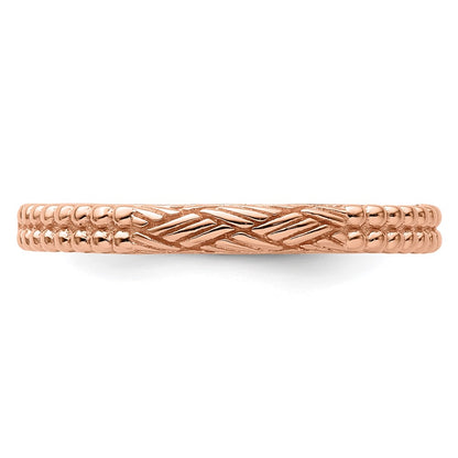 Sterling Silver Stackable Expressions Rose Gold-plated Patterned Ring