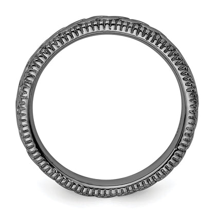 Sterling Silver Stackable Expressions Ruthenium-plated Patterned Ring
