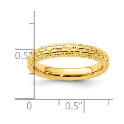 Sterling Silver Stackable Expressions Gold-plated Patterned Ring