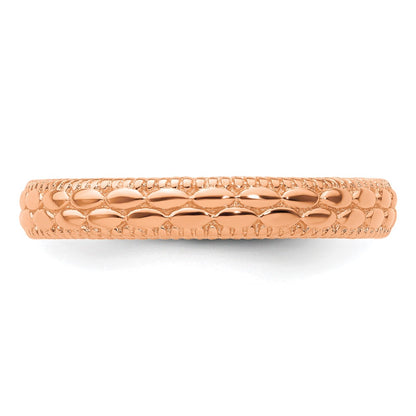 Sterling Silver Stackable Expressions Rose Gold-plated Patterned Ring