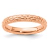 Sterling Silver Stackable Expressions Rose Gold-plated Patterned Ring