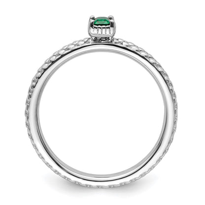 Sterling Silver Stackable Expressions Created Emerald Single Stone Ring