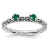 Sterling Silver Stackable Expressions Created Emerald Two Stone Ring