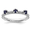 Sterling Silver Stackable Expressions Created Sapphire Three Stone Ring