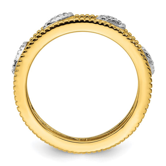 Sterling Silver Stackable Expressions Gold-plated Diamond Jacket Ring