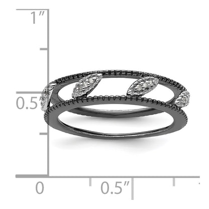 Sterling Silver Stackable Expressions Ruthenium-plated Diamond Jacket Ring