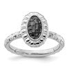 Sterling Silver Stackable Expressions Ruthenium-plated Oval Ring