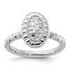 Sterling Silver Stackable Expressions Rhodium-plated Oval Ring
