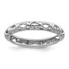 Sterling Silver Stackable Expressions Rhodium Carved Ring