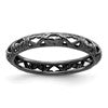 Sterling Silver Stackable Expressions Black-plated Carved Ring