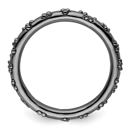Sterling Silver Stackable Expressions Black-plated Textured Ring