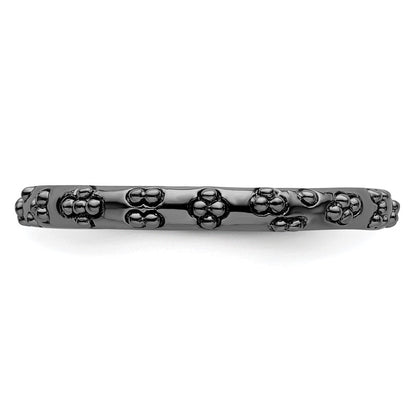 Sterling Silver Stackable Expressions Black-plated Textured Ring