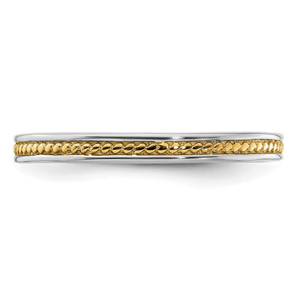Sterling Silver Stackable Expressions Gold-plated Channeled Ring