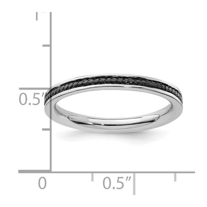 Sterling Silver Stackable Expressions Black-plated Channeled Ring