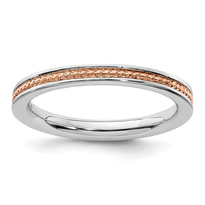 Sterling Silver Stackable Expressions Pink-plated Channeled Ring