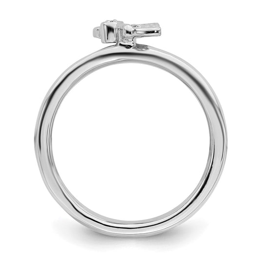 Sterling Silver Stackable Expressions Rhodium Butterfly w/Diamond Ring