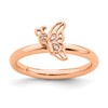 Sterling Silver Stackable Expressions Pink-plated Butterfly w/Diamond Ring