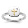 Sterling Silver & 14k Cross Stackable Expressions Diamond Ring