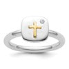 Sterling Silver & 14k Cross Stackable Expressions Diamond Ring