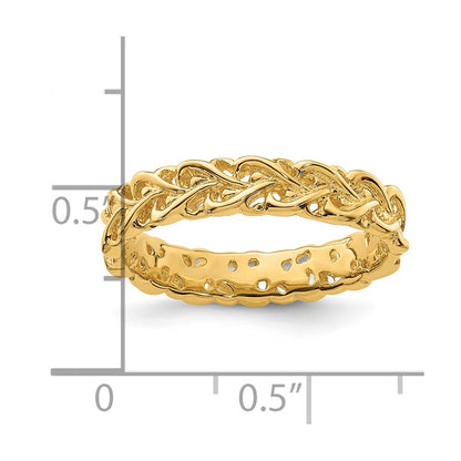 Sterling Silver Stackable Expressions Gold-plated Carved Band