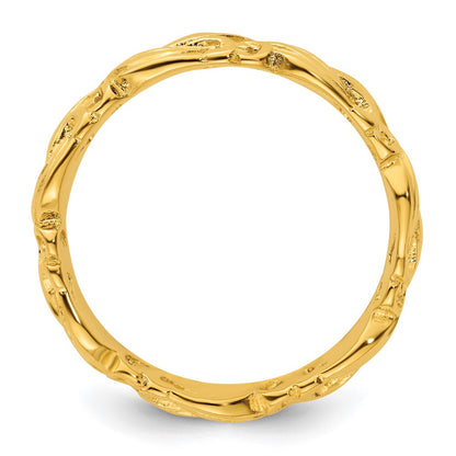 Sterling Silver Stackable Expressions Gold-plated Carved Band