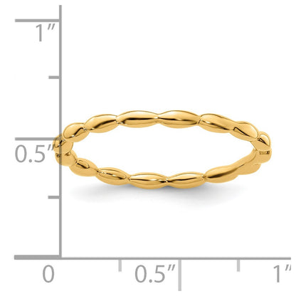 Sterling Silver Stackable Expressions Gold-plated Rice Bead Ring