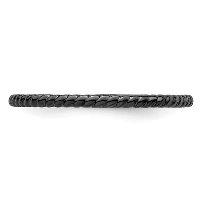 Sterling Silver Stackable Expressions Black-plated Twisted Ring
