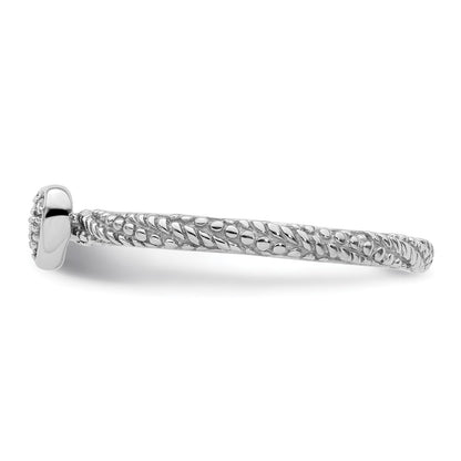 Sterling Silver Diamond Stackable Expressions Textured Heart Ring