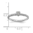 Sterling Silver Diamond Stackable Expressions Textured Heart Ring