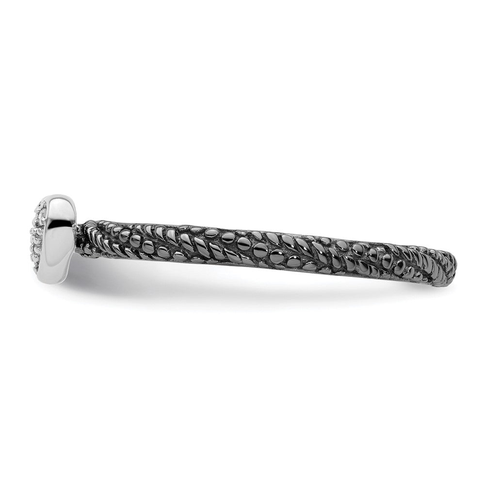 Sterling Silver Diamond Stackable Expressions Ruthenium Plated Heart Ring