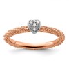 Sterling Silver Diamond Stackable Expressions Rose Gold Plated Heart Ring