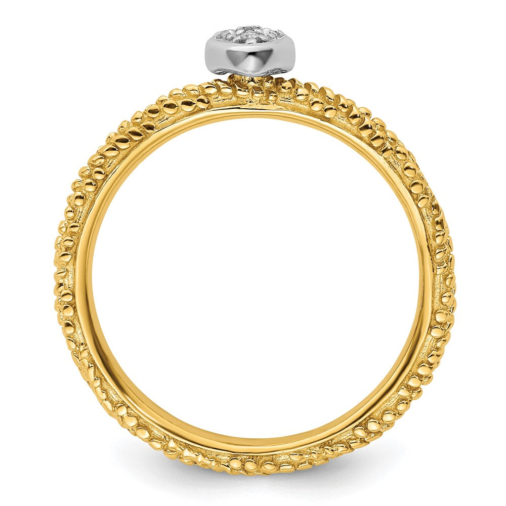 Sterling Silver Diamond Stackable Expressions Gold-plated Heart Ring