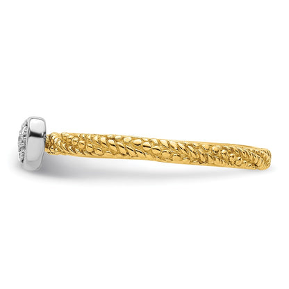 Sterling Silver Diamond Stackable Expressions Gold-plated Heart Ring