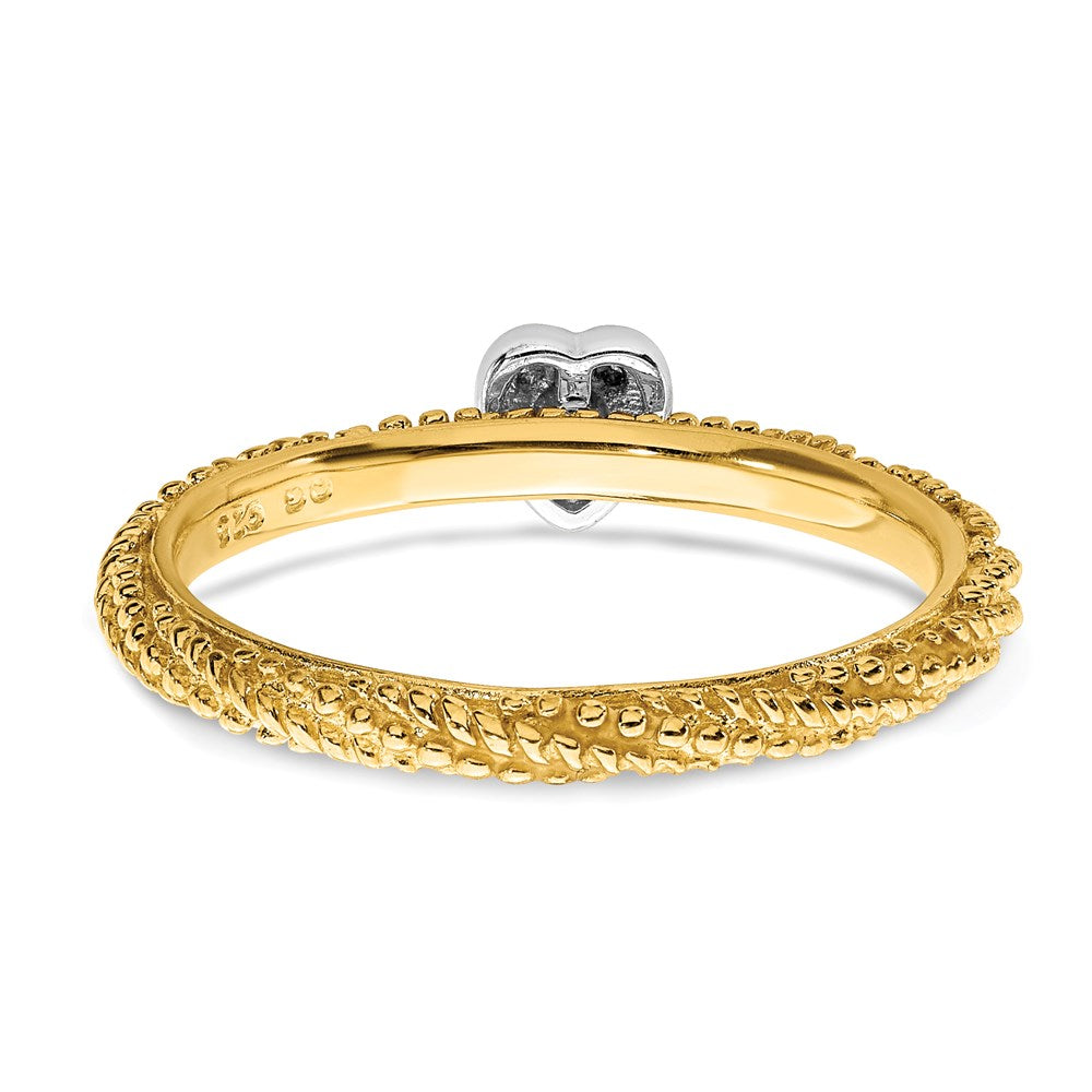 Sterling Silver Diamond Stackable Expressions Gold-plated Heart Ring